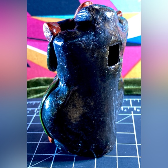 Aztec Death Whistle Owl | Colorful Hand Made Mexican Pottery - Picture 7 of 12